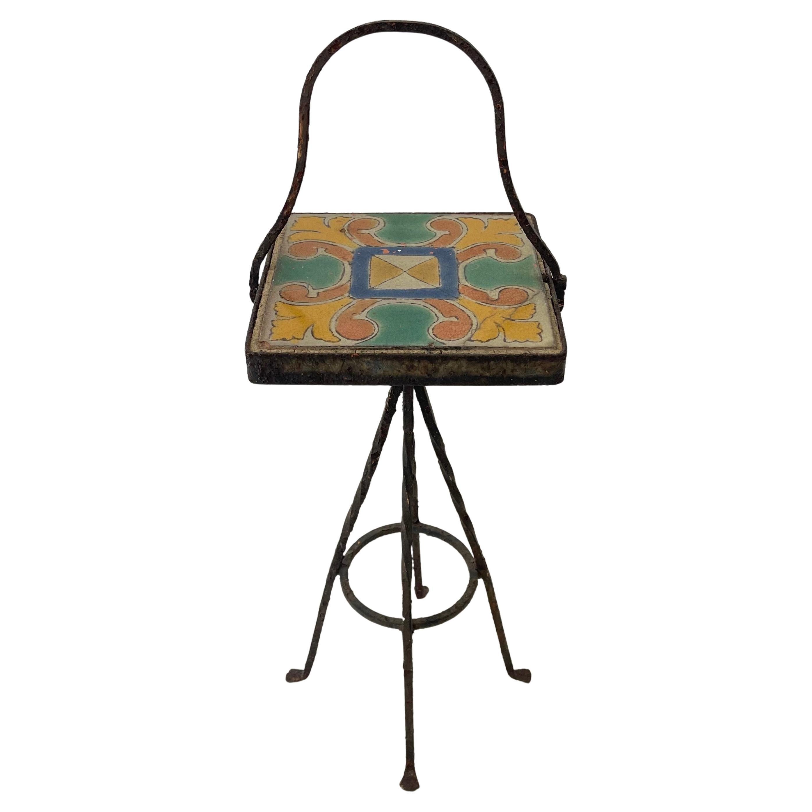 Antico tavolino da fumo in piastrelle di Catalina Arts and Craft, California, 1900 in vendita