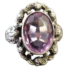 Antique Arts and Crafts Amethyst and Silver Ring