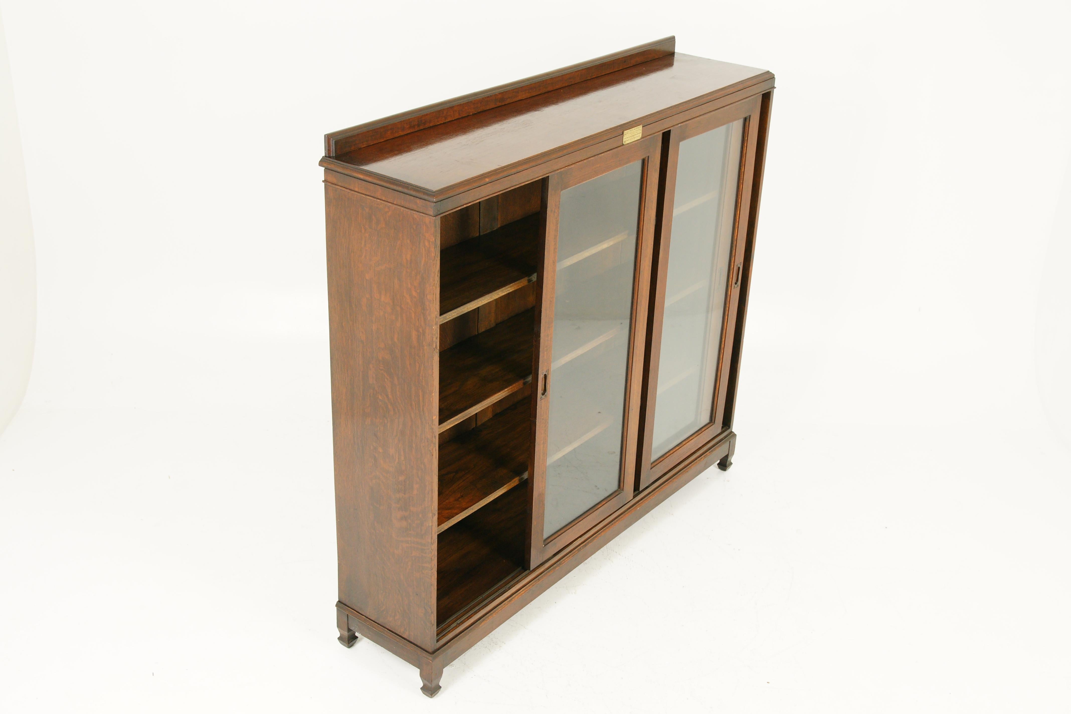 Antique Arts & Crafts Bookcase, Oak Display Cabinet, Scotland 1930, B1664 5