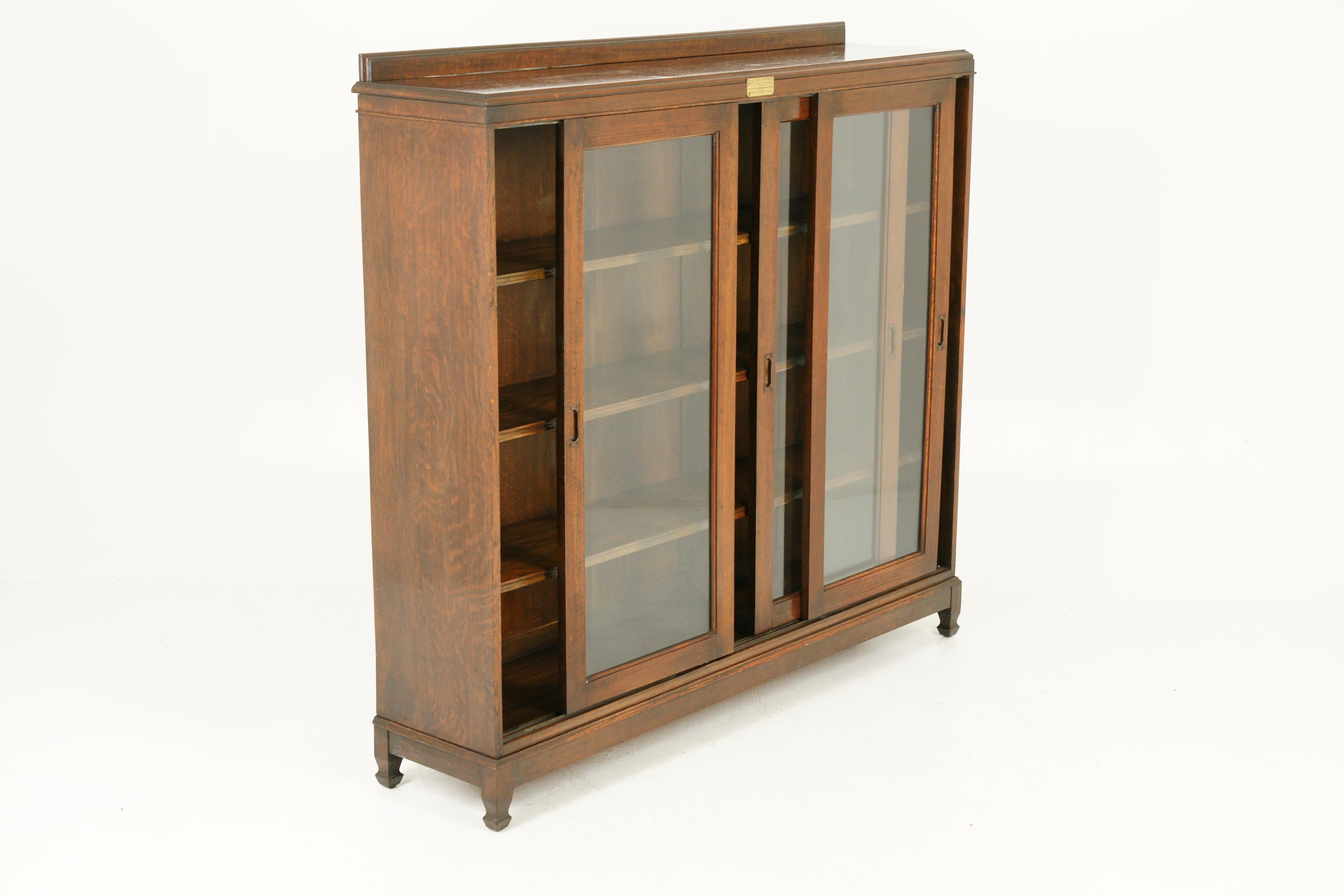 Antique Arts & Crafts Bookcase, Oak Display Cabinet, Scotland 1930, B1664 6