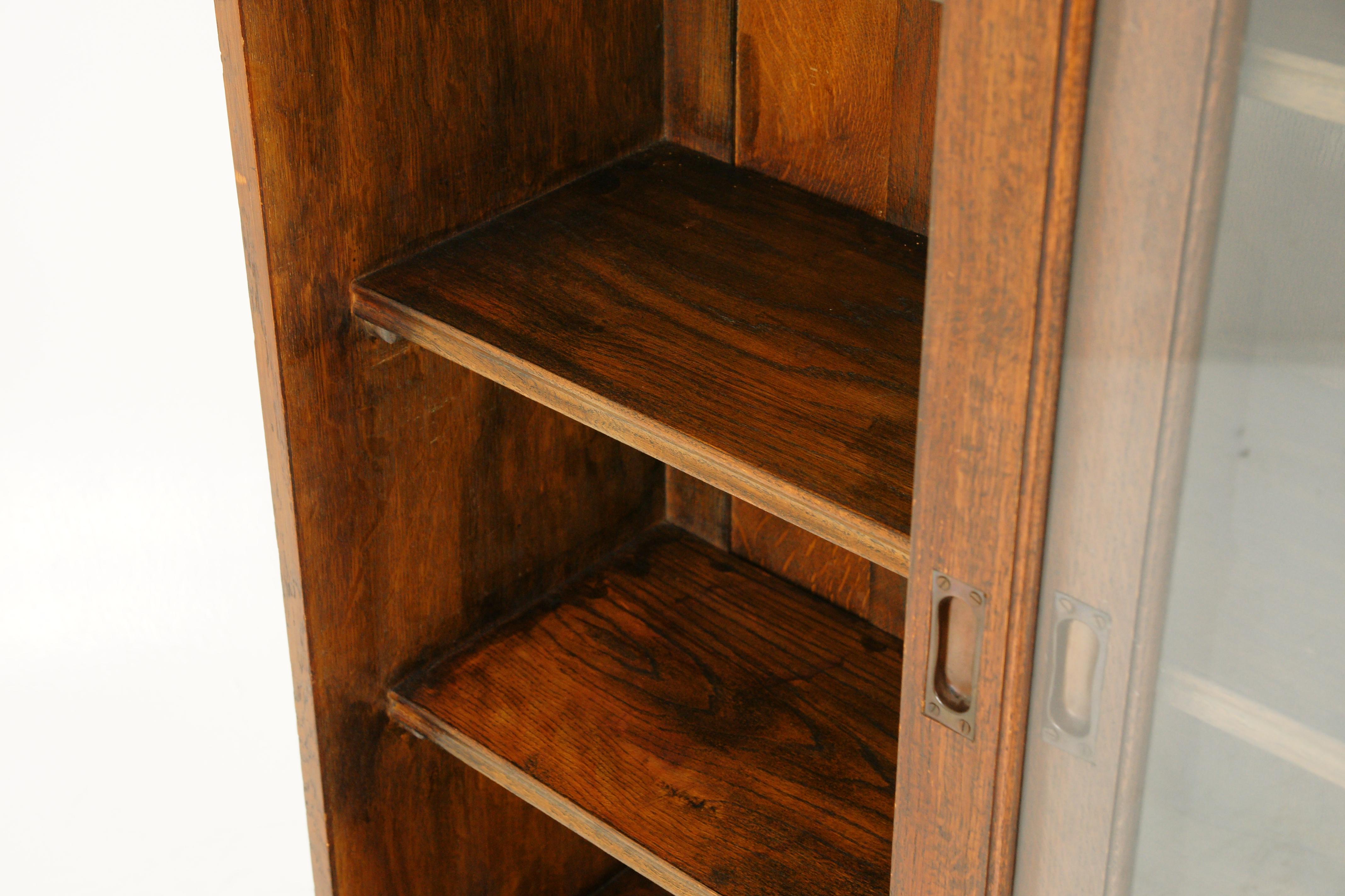 Hand-Crafted Antique Arts & Crafts Bookcase, Oak Display Cabinet, Scotland 1930, B1664