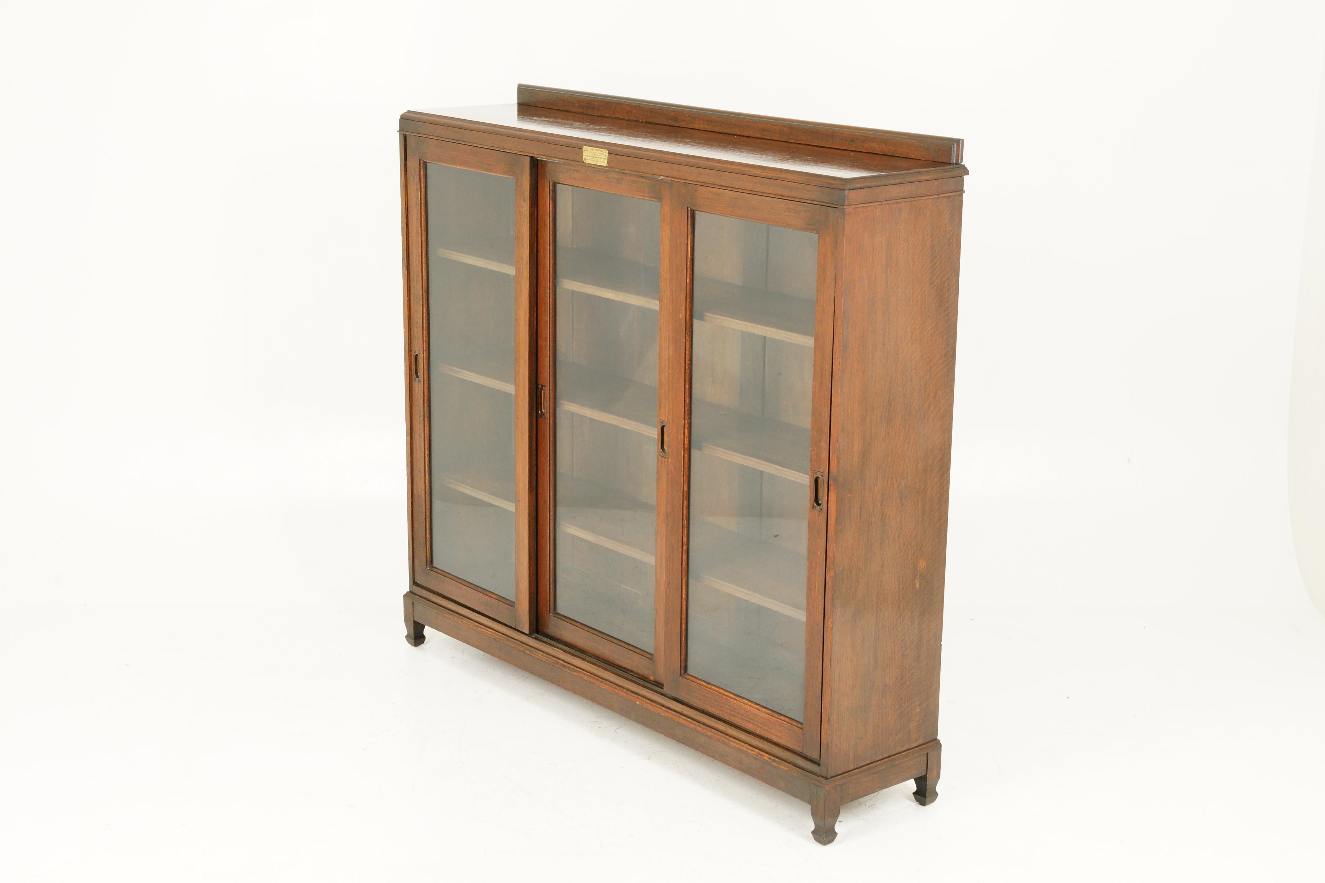 Mid-20th Century Antique Arts & Crafts Bookcase, Oak Display Cabinet, Scotland 1930, B1664