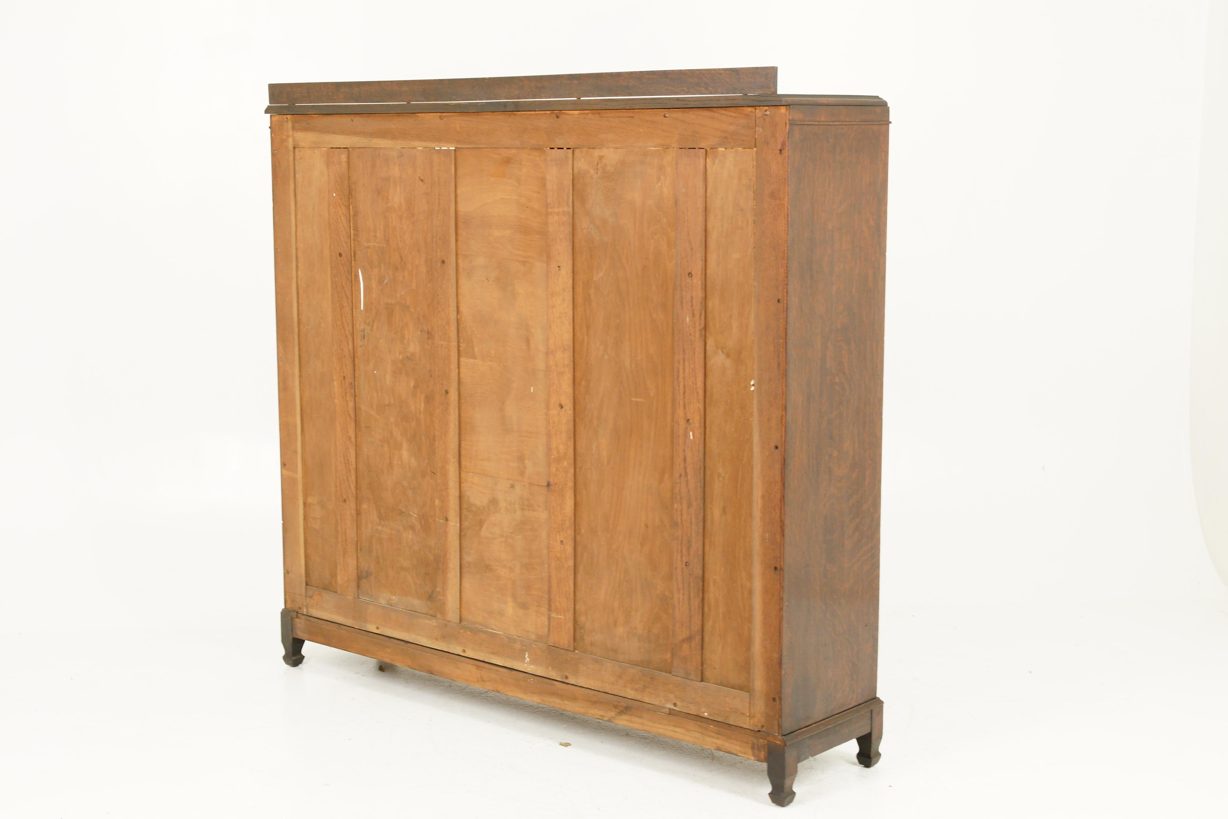 Antique Arts & Crafts Bookcase, Oak Display Cabinet, Scotland 1930, B1664 1
