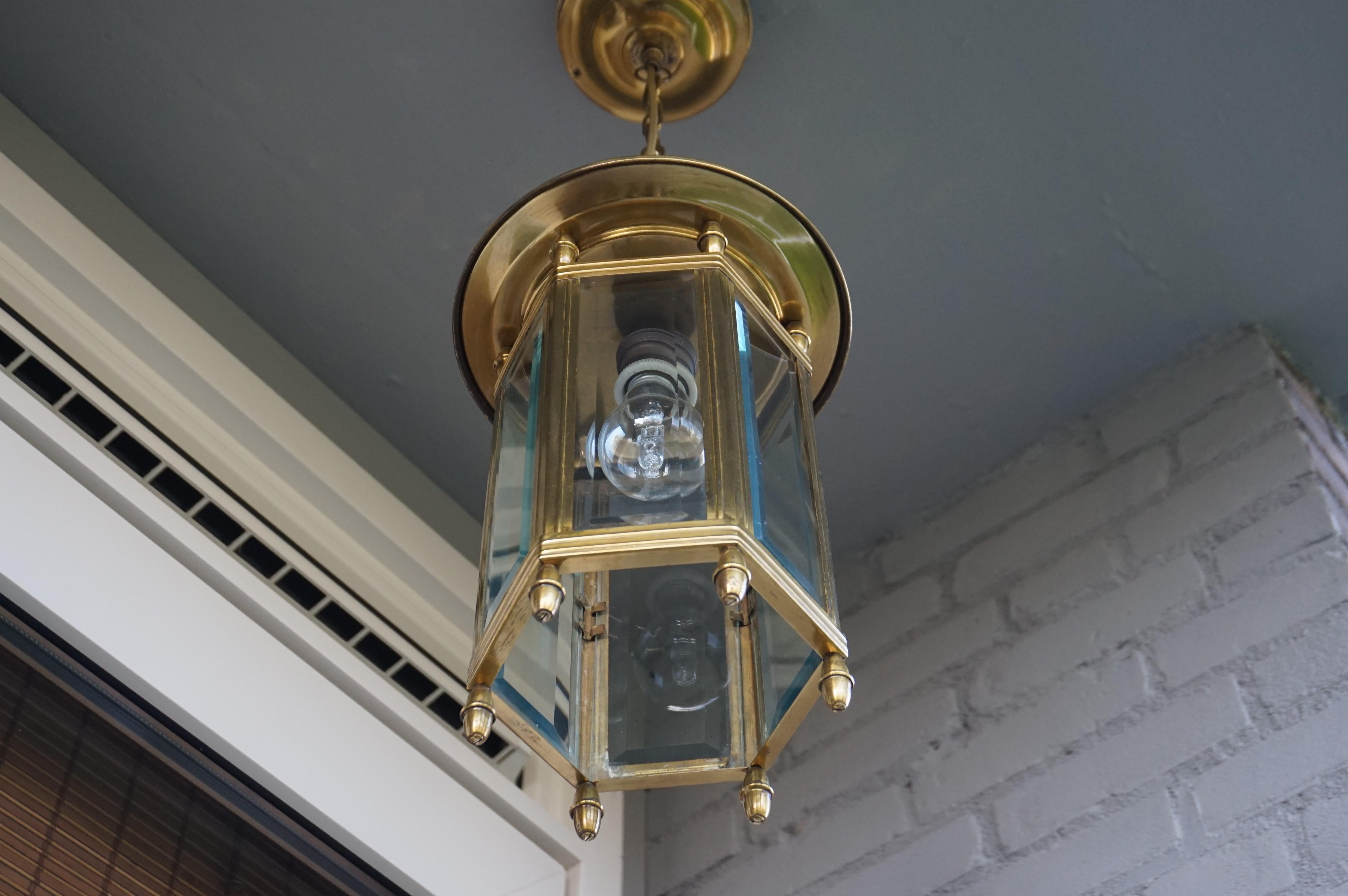 Beveled Glass Brass Hall or Closet Light 