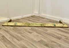 Antique Arts and Crafts Brass Fender, Green Cabochon