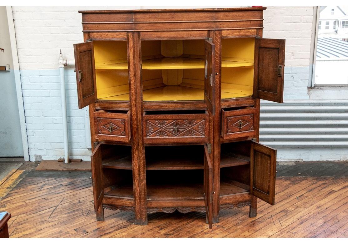 Hand-Carved Antique Arts And Crafts Carved Oak Cabinet