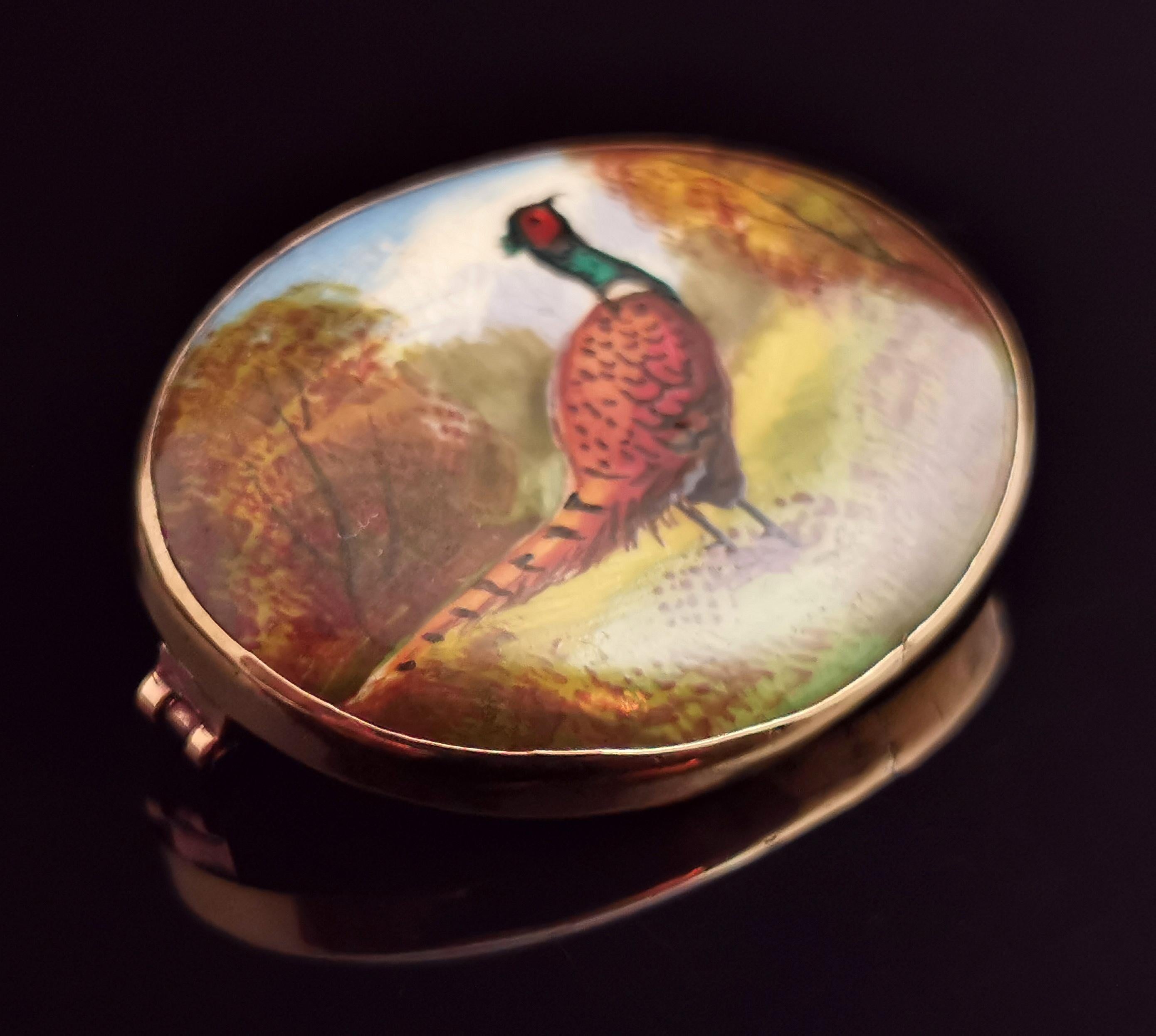 Antique Arts & Crafts Enamelled Pheasant Brooch, Minton 2
