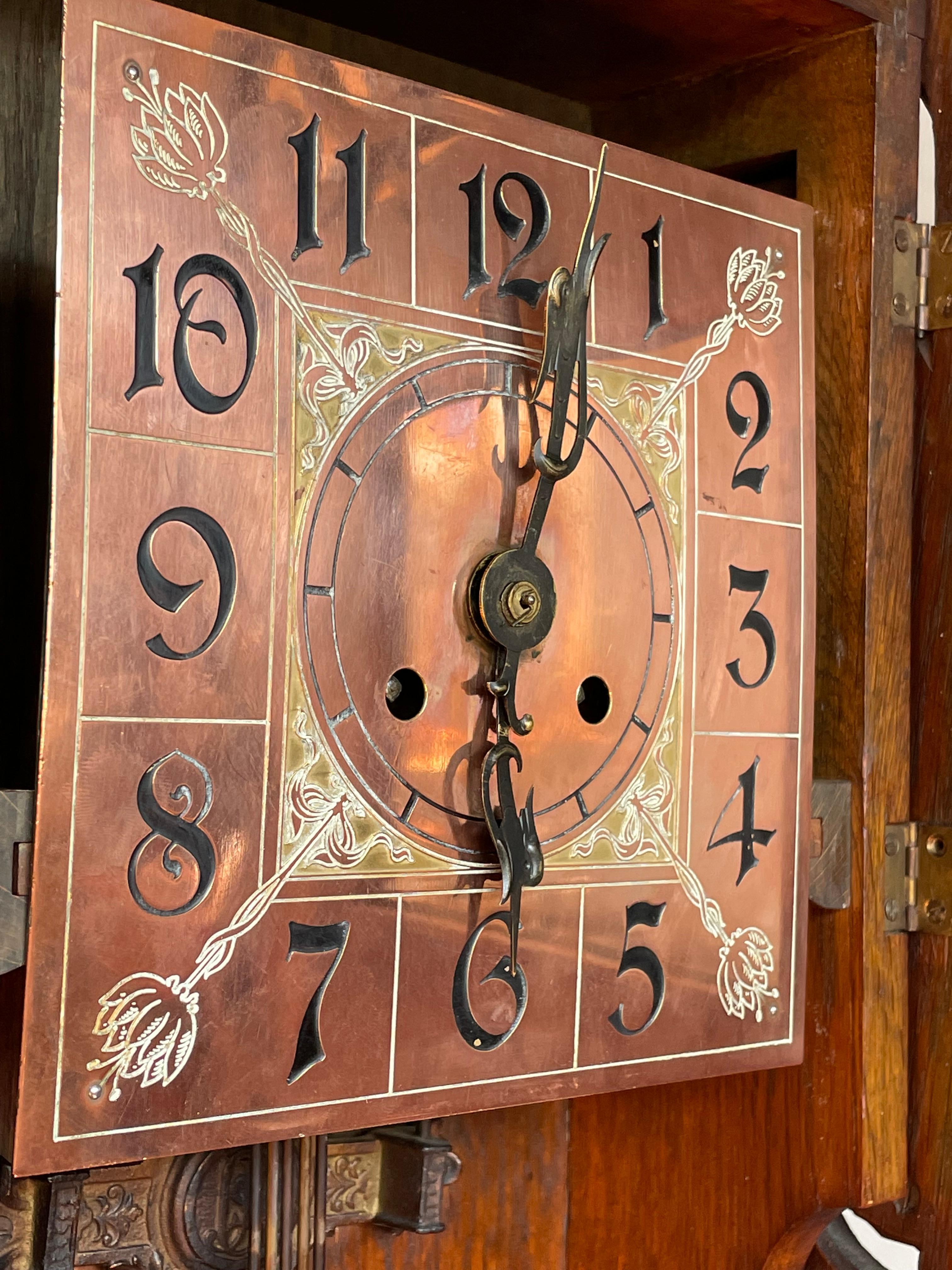 Antique Gothic Revival Wall Clock w. Trefoil, Holy Light & Butterfly Sculptures 3