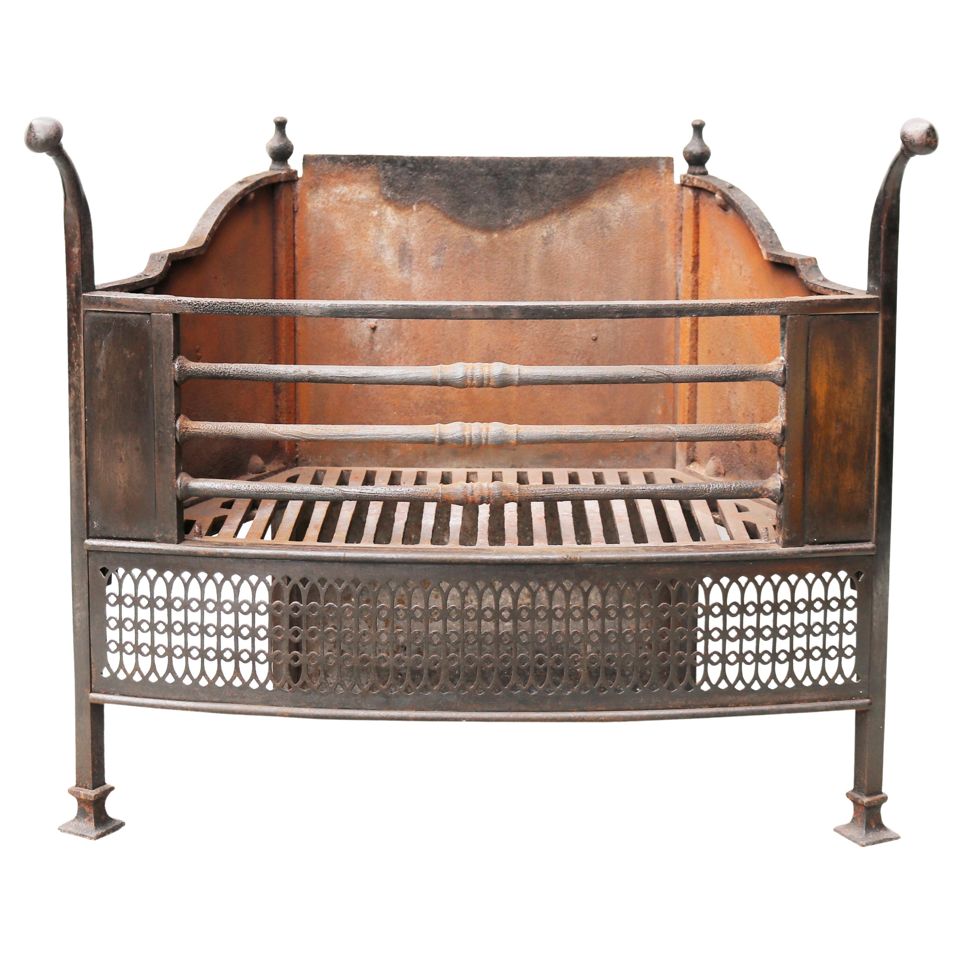 Arts and Crafts Cast Iron and Brass Antique Fire Grate For Sale at 1stDibs