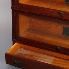 Antique Arts & Crafts Globe Wernicke Mission Oak 4 Stack Bookcase, circa 1910