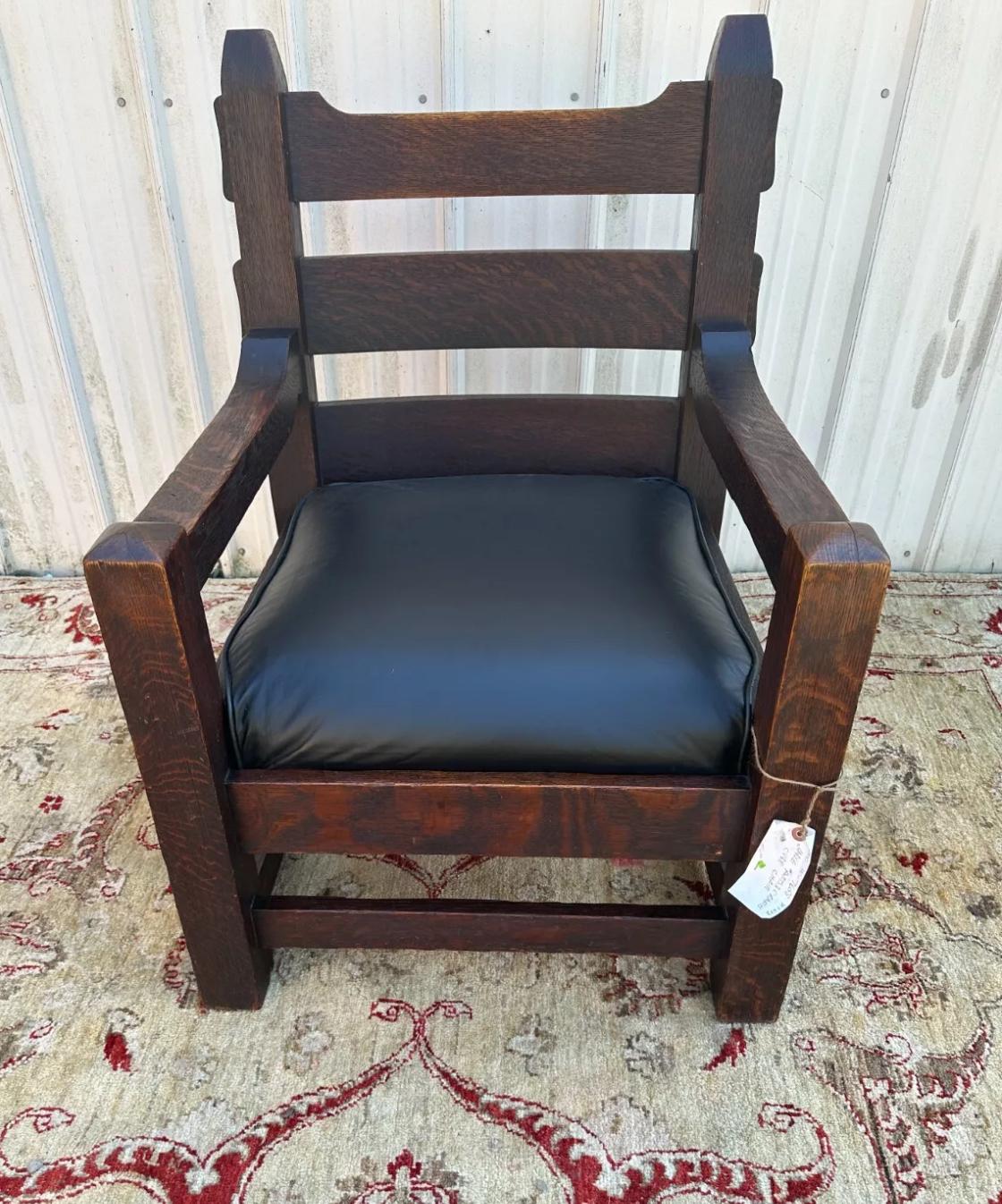Antique Arts and Crafts Harden Large Lounge Arm Chair c. early 1900s - W7658 4