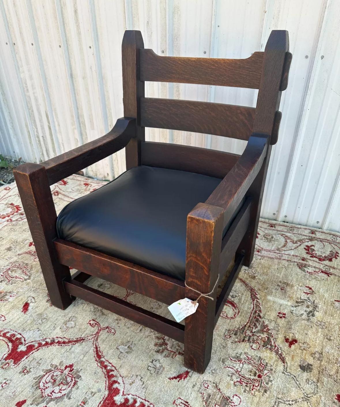 Antique Arts and Crafts Harden Large Lounge Arm Chair c. early 1900s - W7658 5