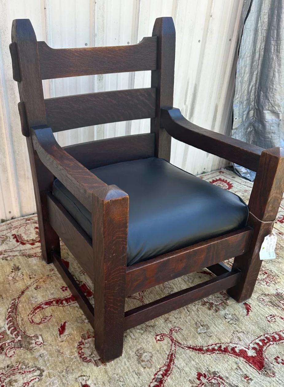 Antique Arts and Crafts Harden Large Lounge Arm Chair c. early 1900s - W7658 6