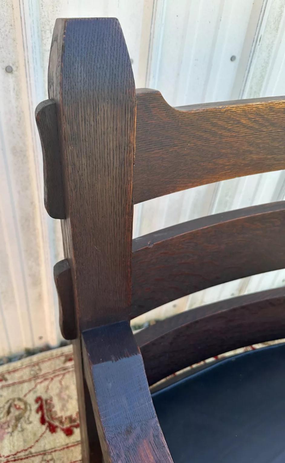 Antique Arts and Crafts Harden Large Lounge Arm Chair c. early 1900s - W7658 7