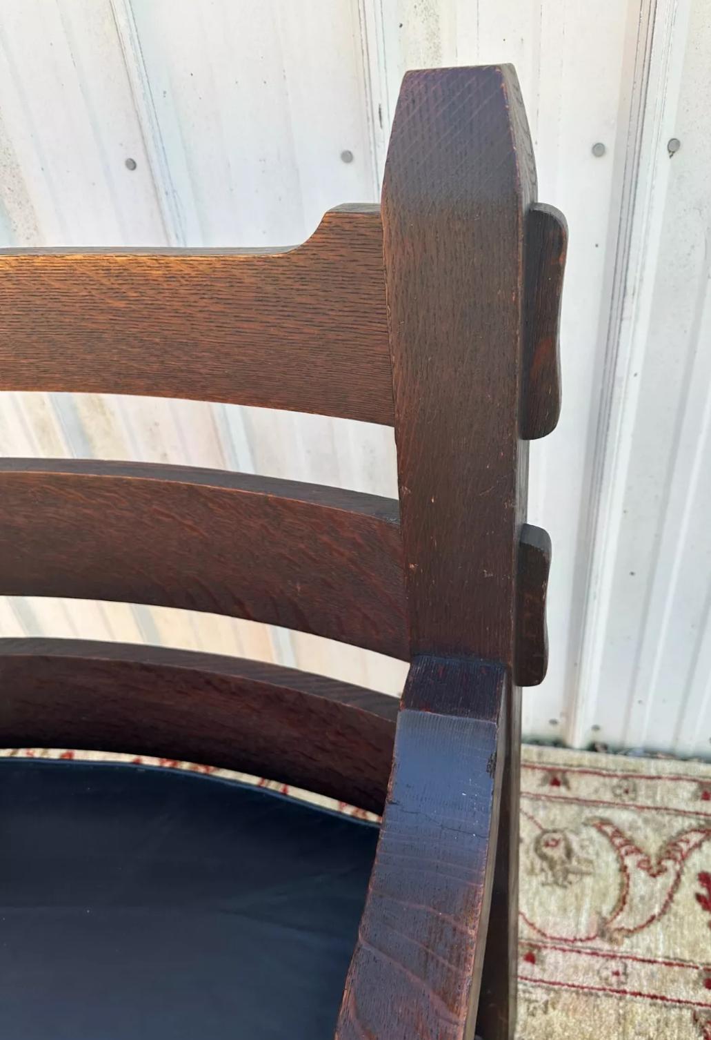 Antique Arts and Crafts Harden Large Lounge Arm Chair c. early 1900s - W7658 8