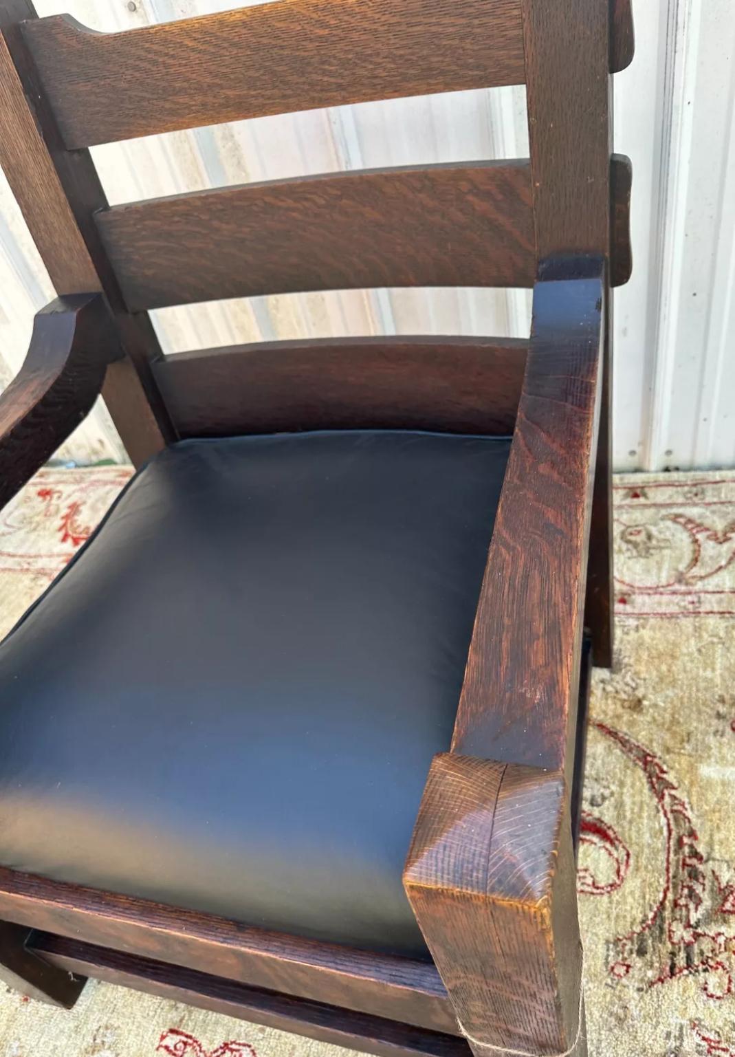 Antique Arts and Crafts Harden Large Lounge Arm Chair c. early 1900s - W7658 9