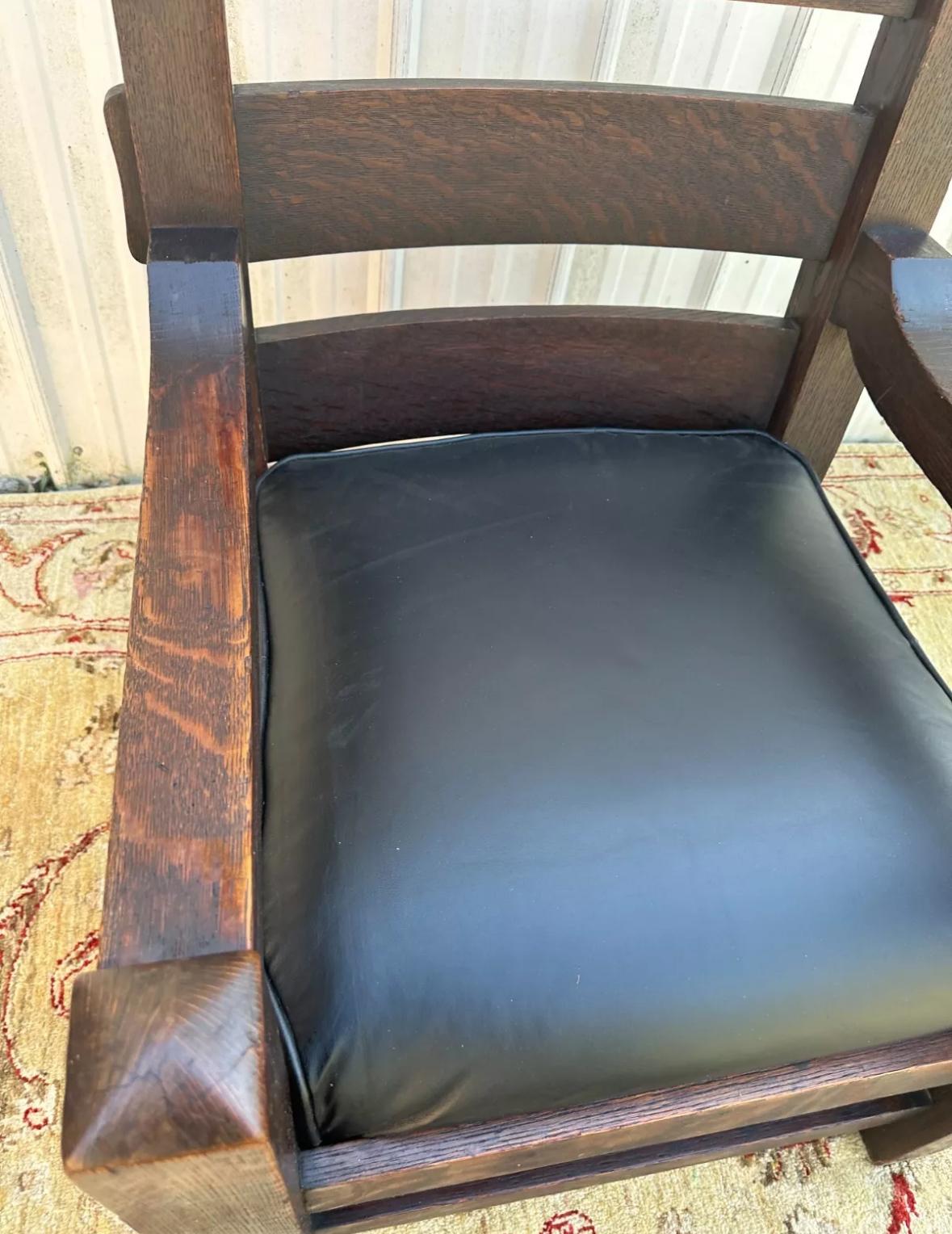 Antique Arts and Crafts Harden Large Lounge Arm Chair c. early 1900s - W7658 10