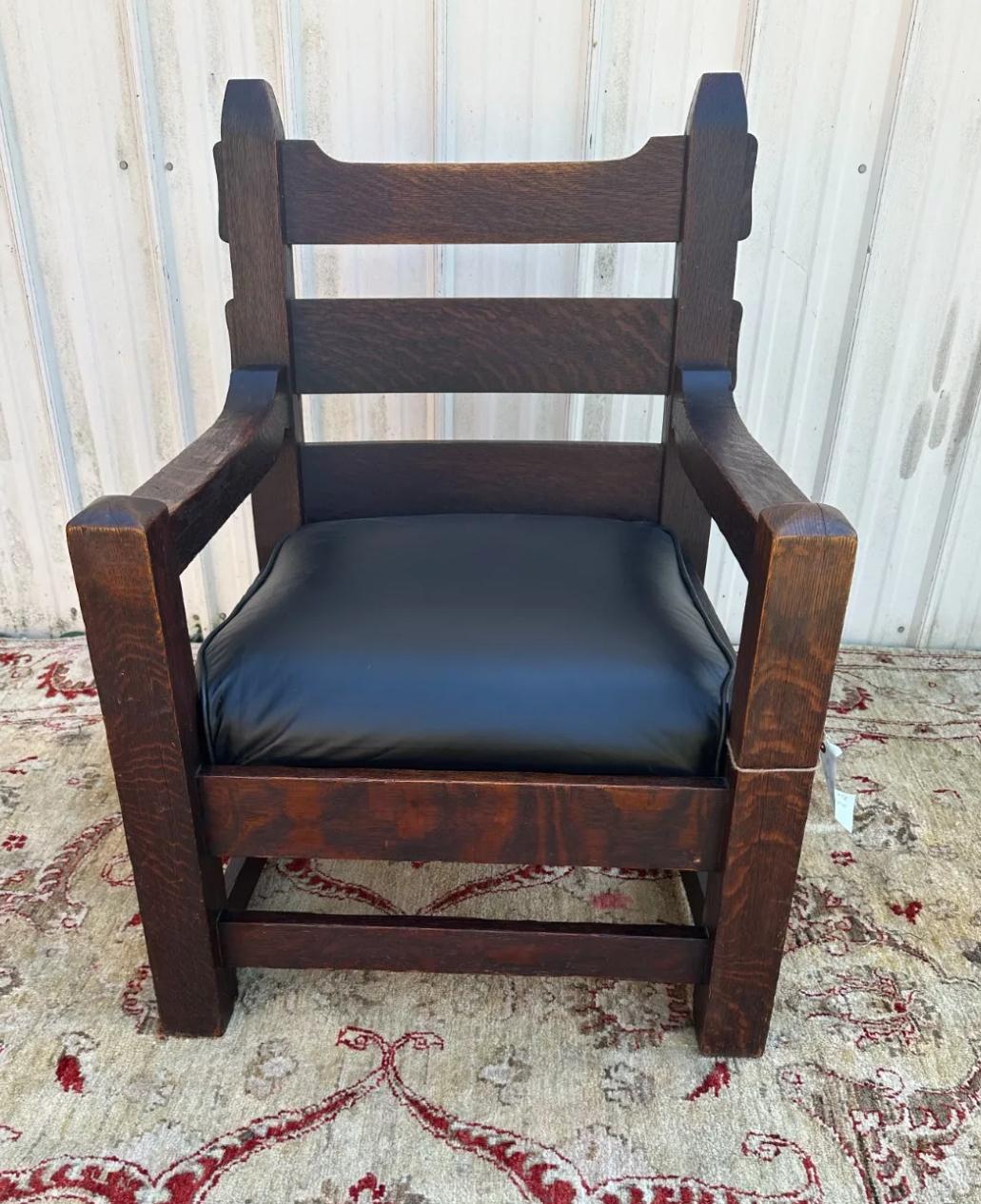 Antique Arts and Crafts Harden Large Lounge Arm Chair c. early 1900s - W7658 11