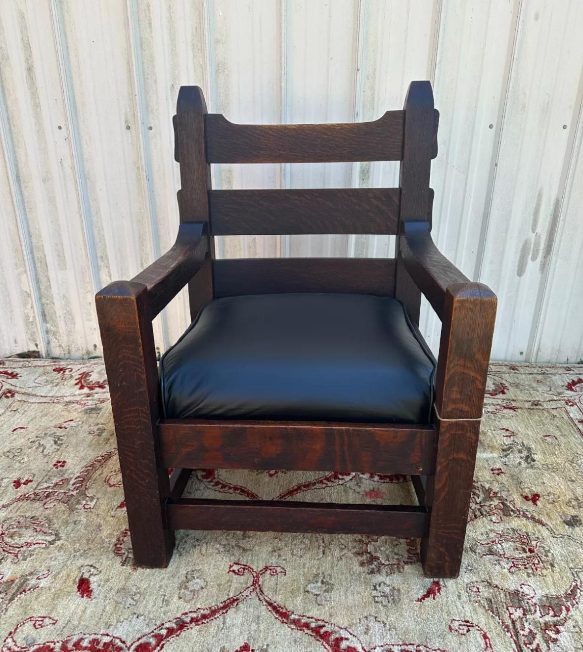 Antique Arts and Crafts Harden Large Lounge Arm Chair c. early 1900s - W7658 12