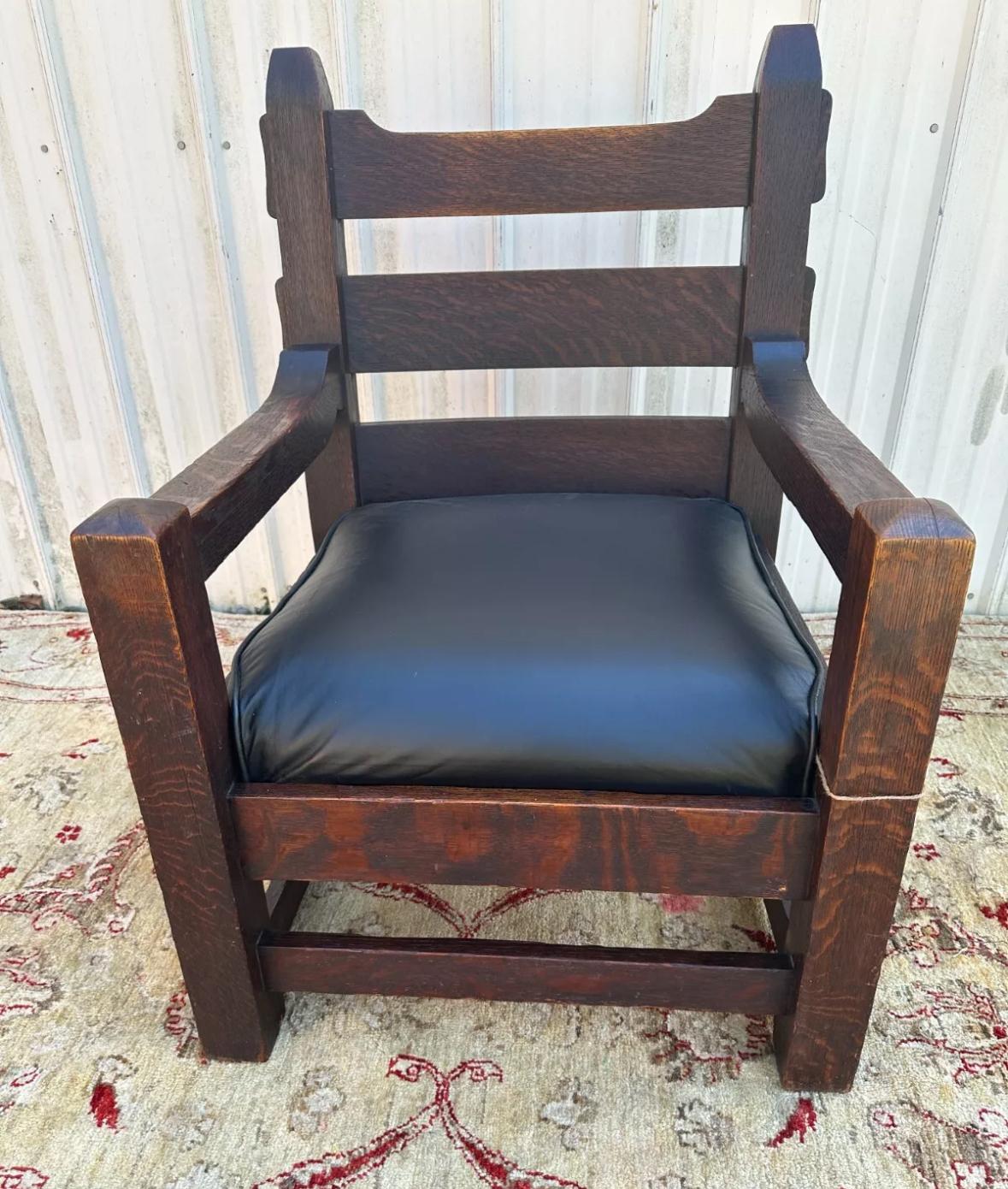 Antique Arts and Crafts Harden Large Lounge Arm Chair c. early 1900s - W7658 13