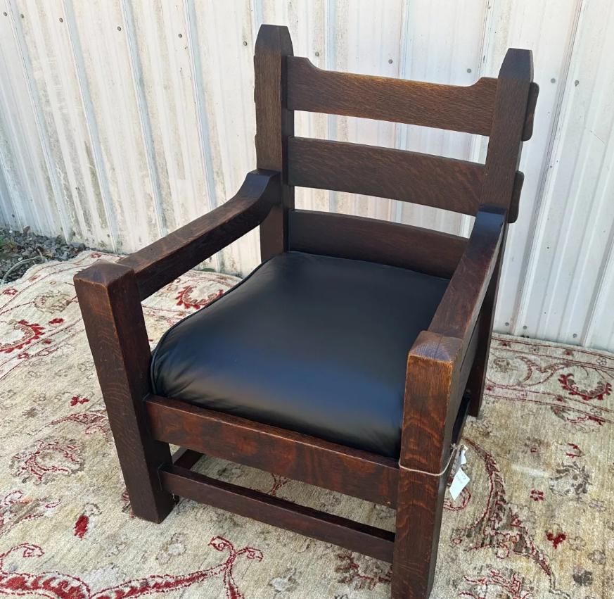 Antique Arts and Crafts Harden Large Lounge Arm Chair c. early 1900s - W7658 14
