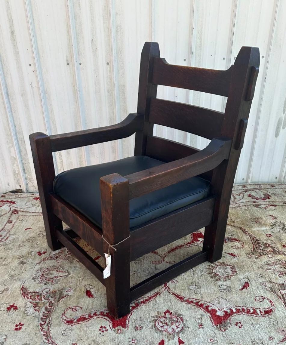 Oak Antique Arts and Crafts Harden Large Lounge Arm Chair c. early 1900s - W7658