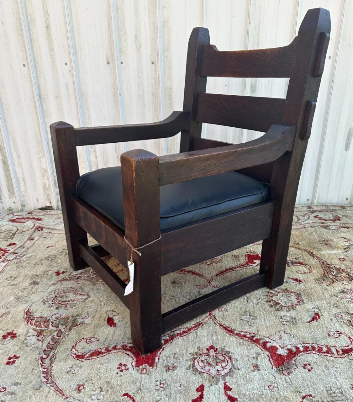 Antique Arts and Crafts Harden Large Lounge Arm Chair c. early 1900s - W7658 3