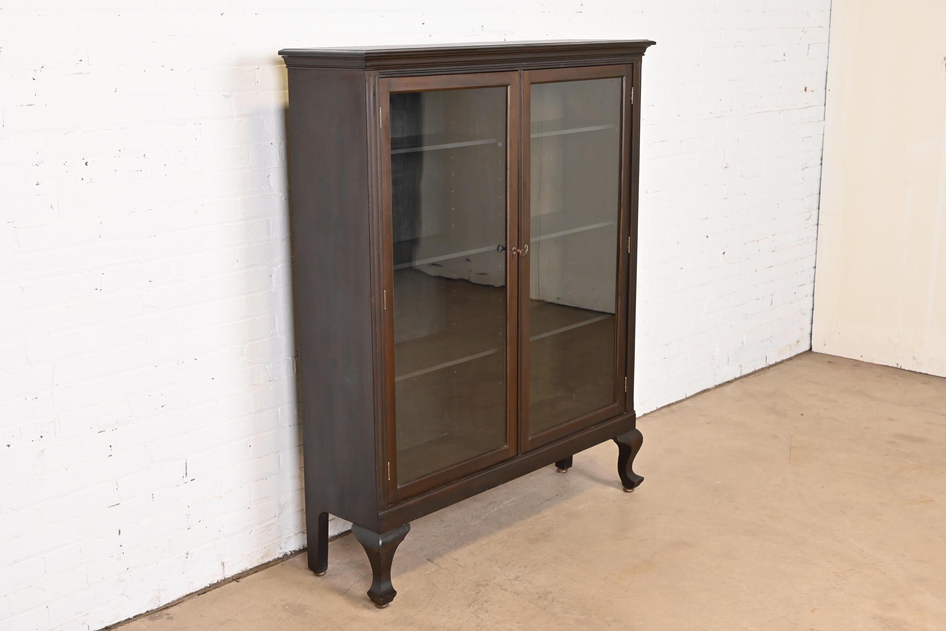 Glass Antique Arts and Crafts Mahogany Double Bookcase, Circa 1900