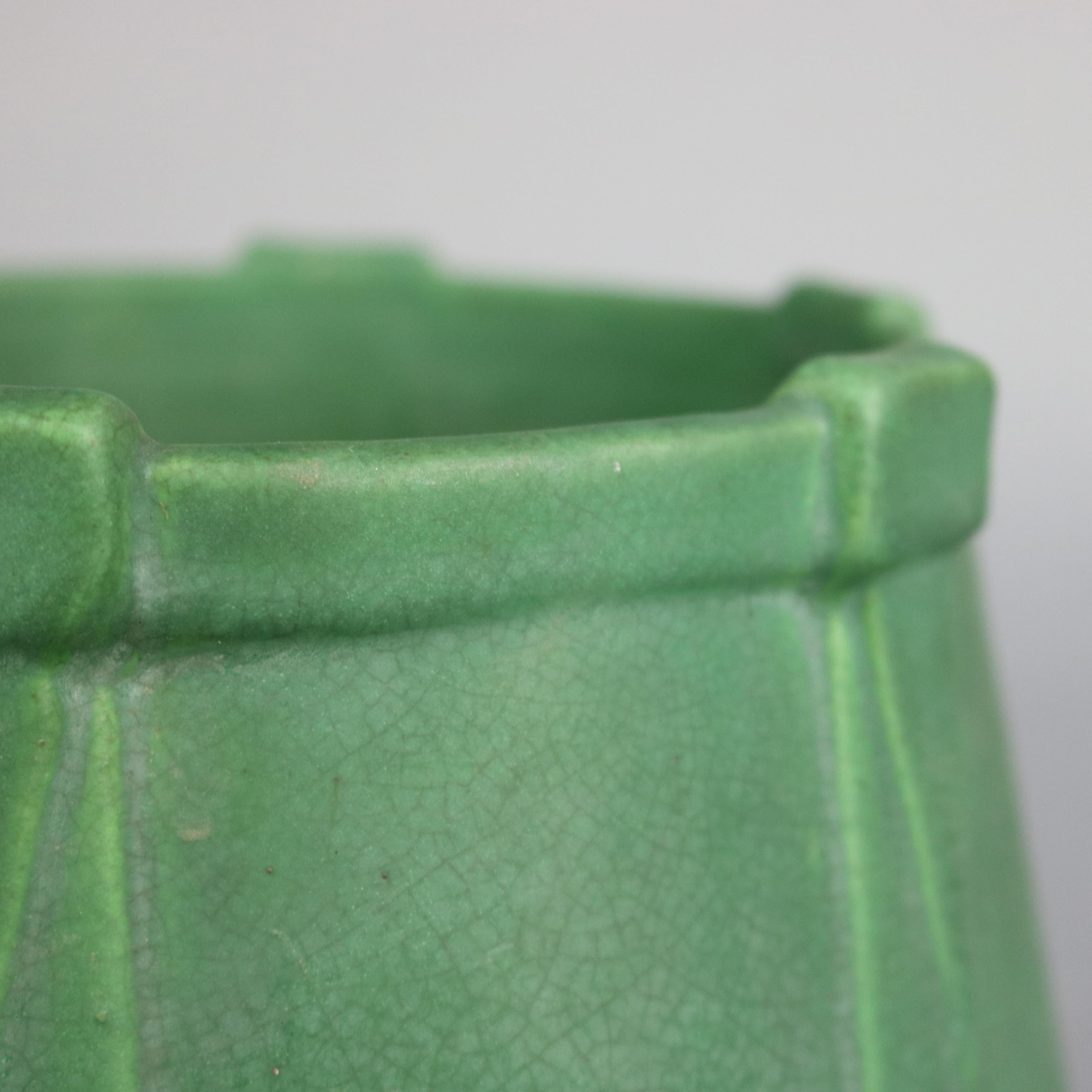 American Antique Arts & Crafts Matte Green Teco School Pottery Jardinière, circa 1910