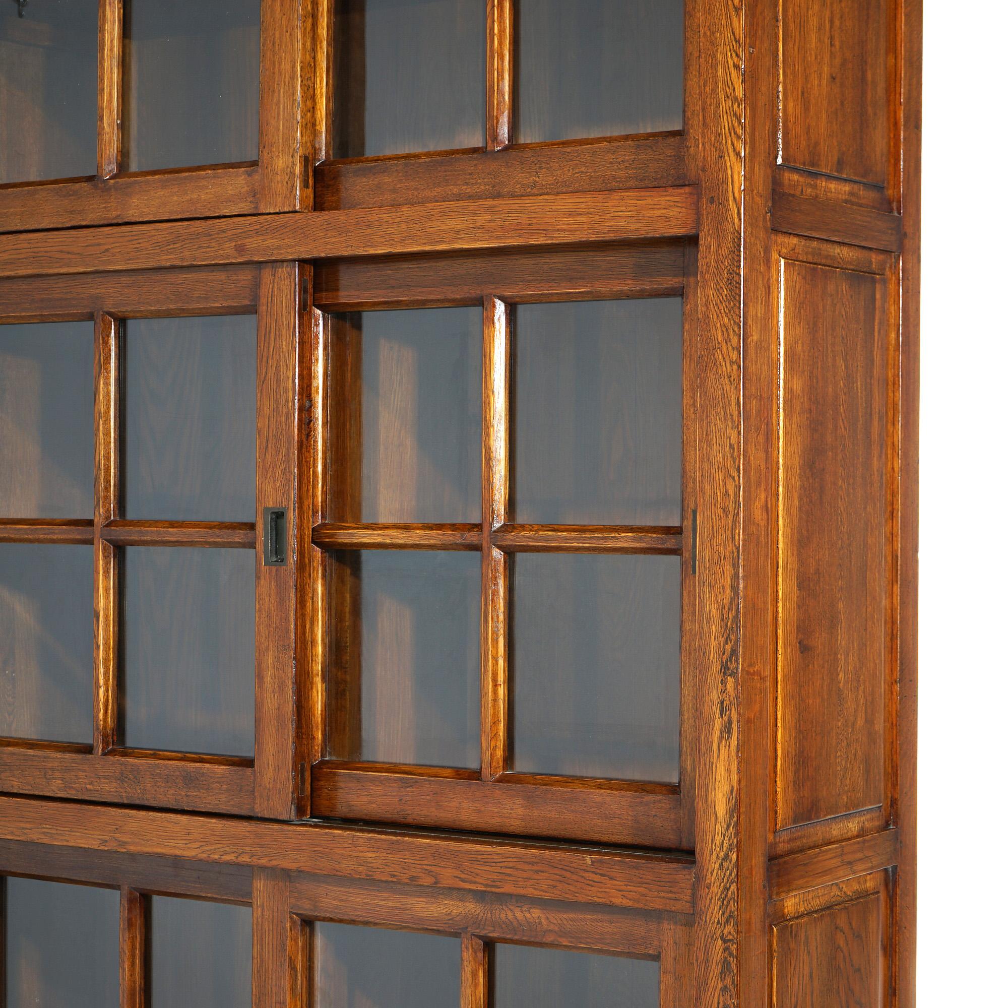 Antique Arts and Crafts Mission Oak Barrister Style Sliding Door Bookcase 20thC In Good Condition In Big Flats, NY