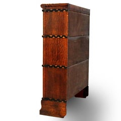Antique Arts & Crafts Mission Oak Three Stack Barrister Bookcase, circa 1910