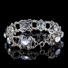 Antique Arts & Crafts Moonstone Bracelet Silver, circa 1900