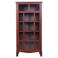 Antique Arts and Crafts Oak Bookcase Cabinet, Circa 1900