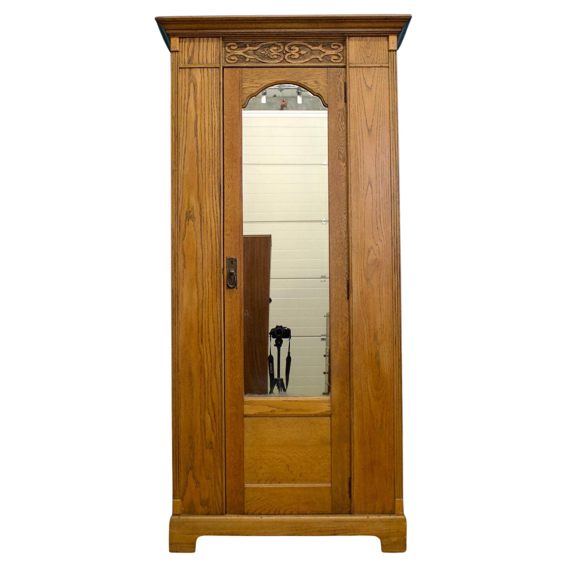 Antique Arts and Crafts Oak Hall Robe Cupboard, 1900s