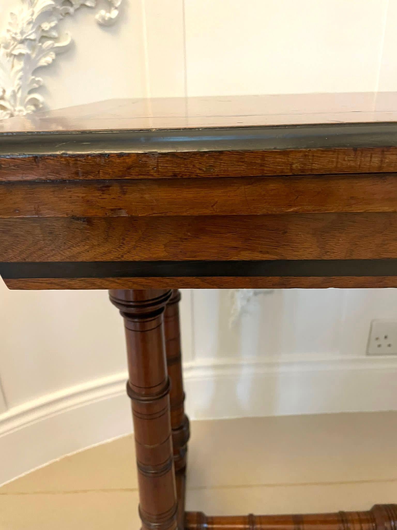 Antique Arts and Crafts Quality Oak and Ebony Fold over Card/Side Table For Sale 2