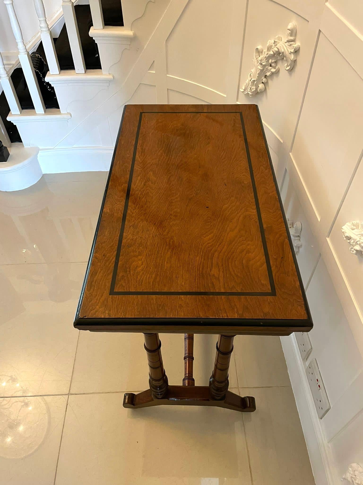 Antique Arts and Crafts Quality Oak and Ebony Fold over Card/Side Table In Good Condition For Sale In Suffolk, GB