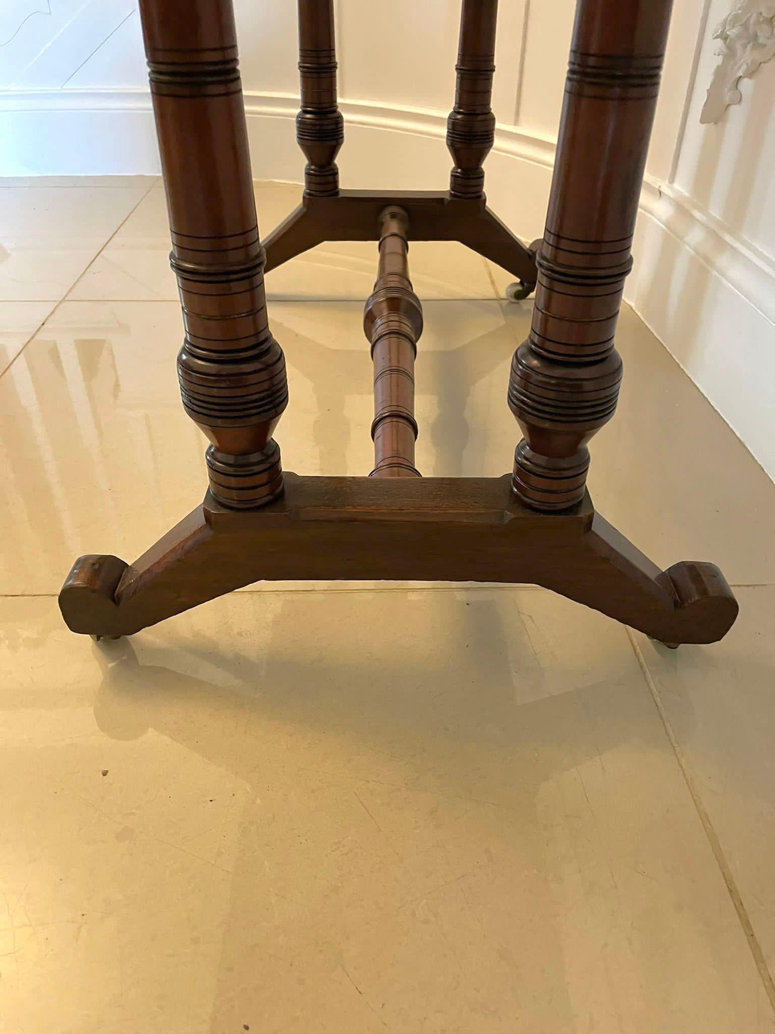 Late 19th Century Antique Arts and Crafts Quality Oak and Ebony Fold over Card/Side Table For Sale