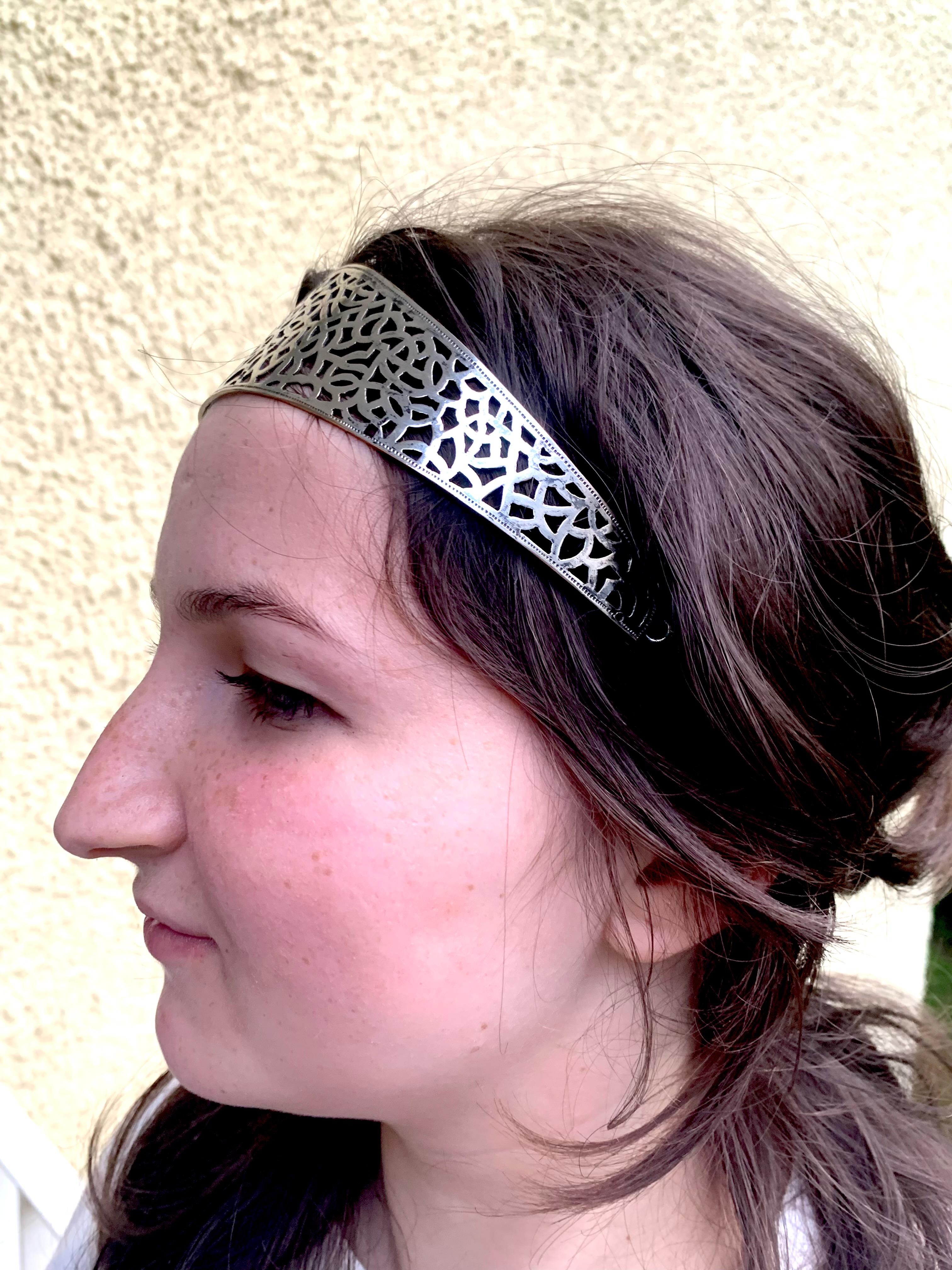 Antike Arts and Crafts Silber Platte Tiara Kopf Ornament im Angebot 1