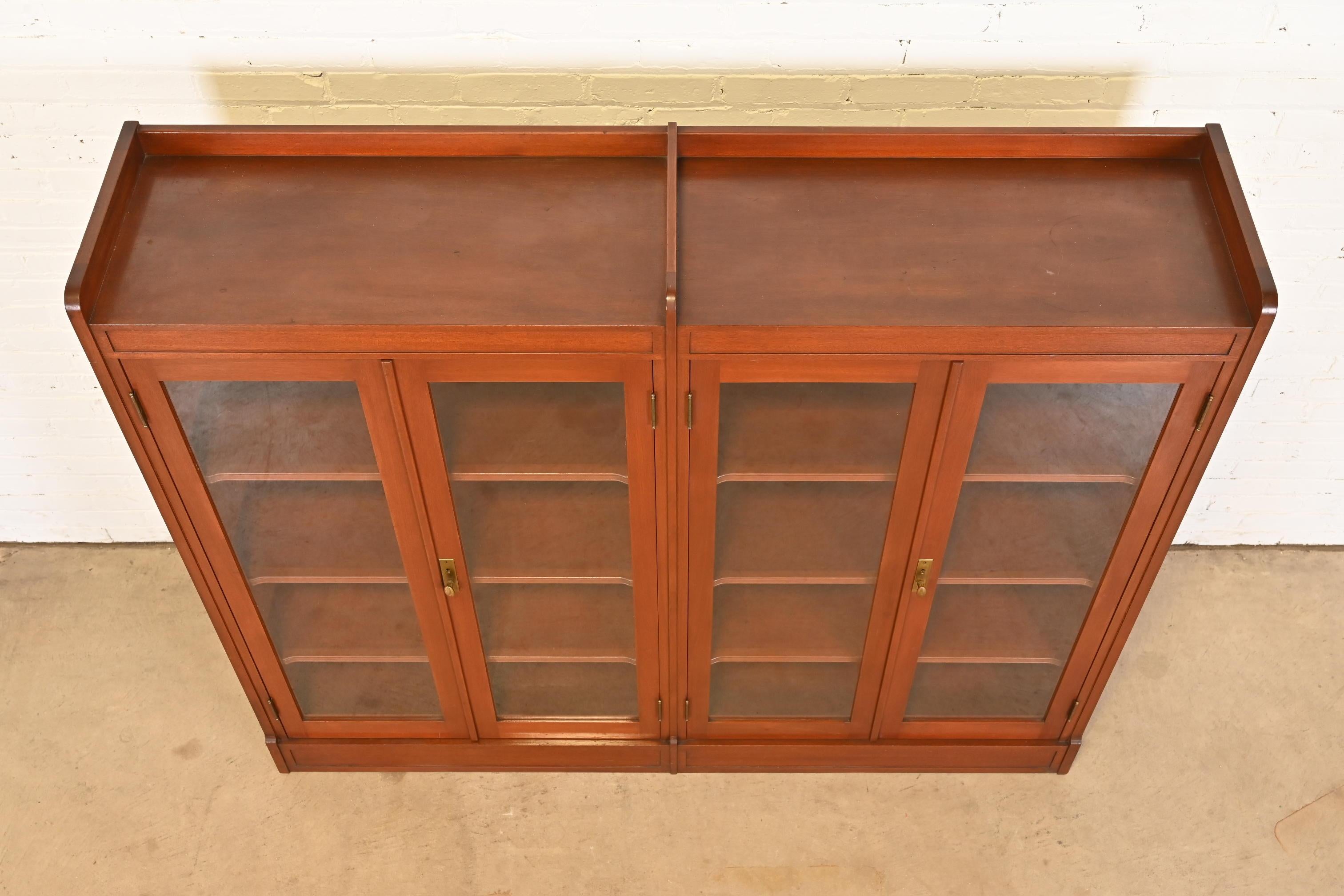 Antique Arts and Crafts Solid Mahogany Double Bookcase, Circa 1920s For Sale 5