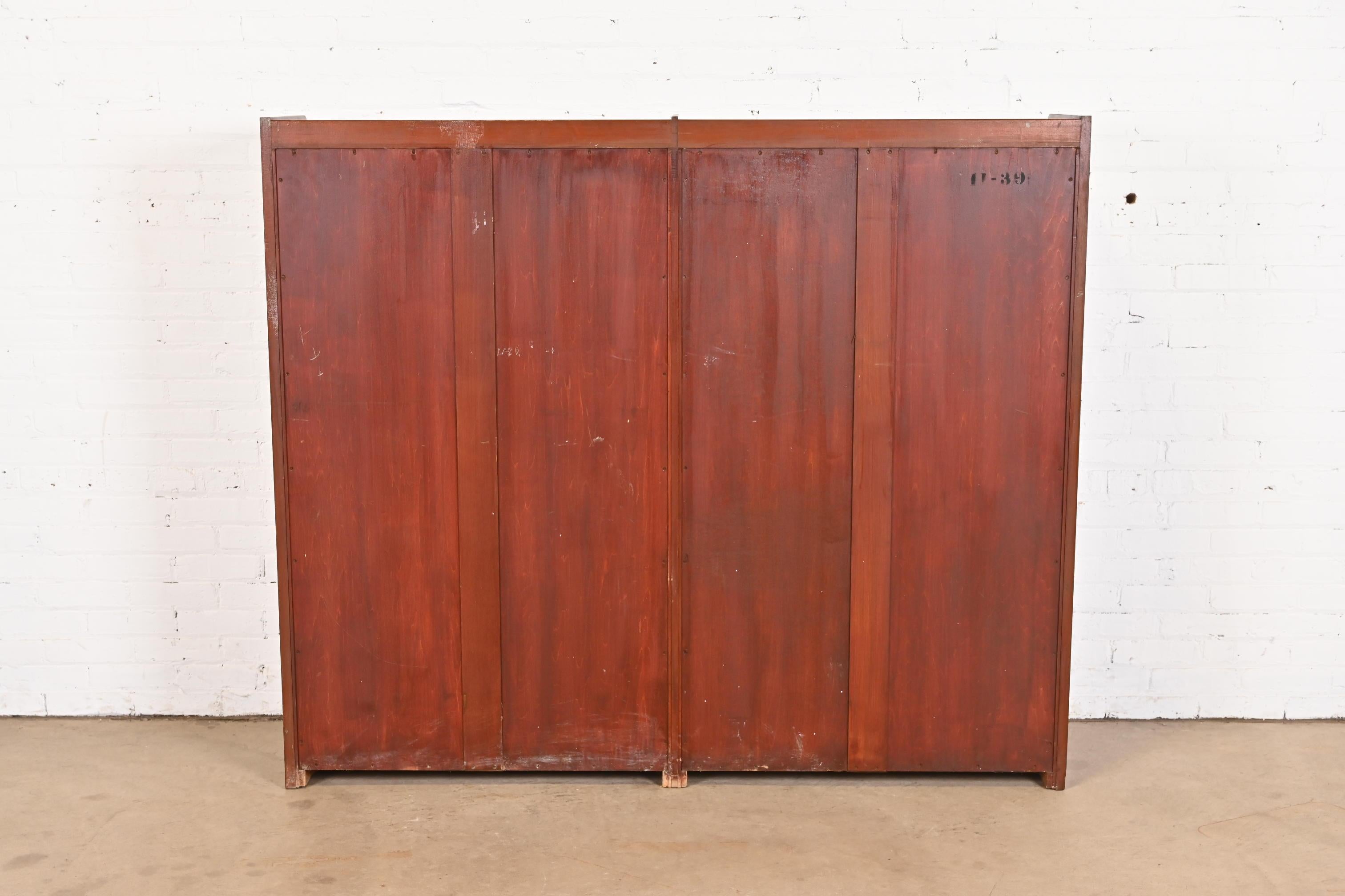 Antique Arts and Crafts Solid Mahogany Double Bookcase, Circa 1920s For Sale 7
