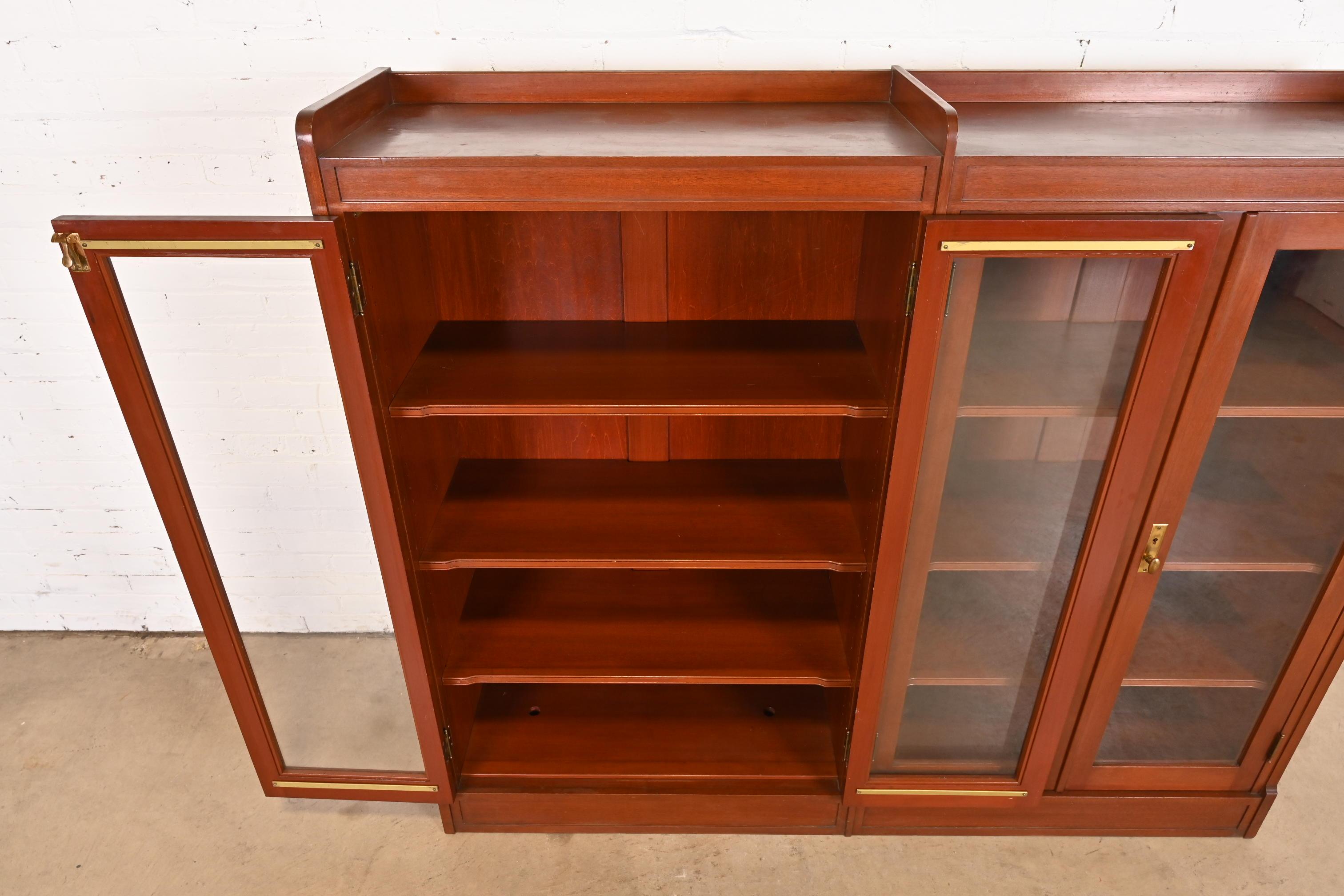 Antique Arts and Crafts Solid Mahogany Double Bookcase, Circa 1920s For Sale 2