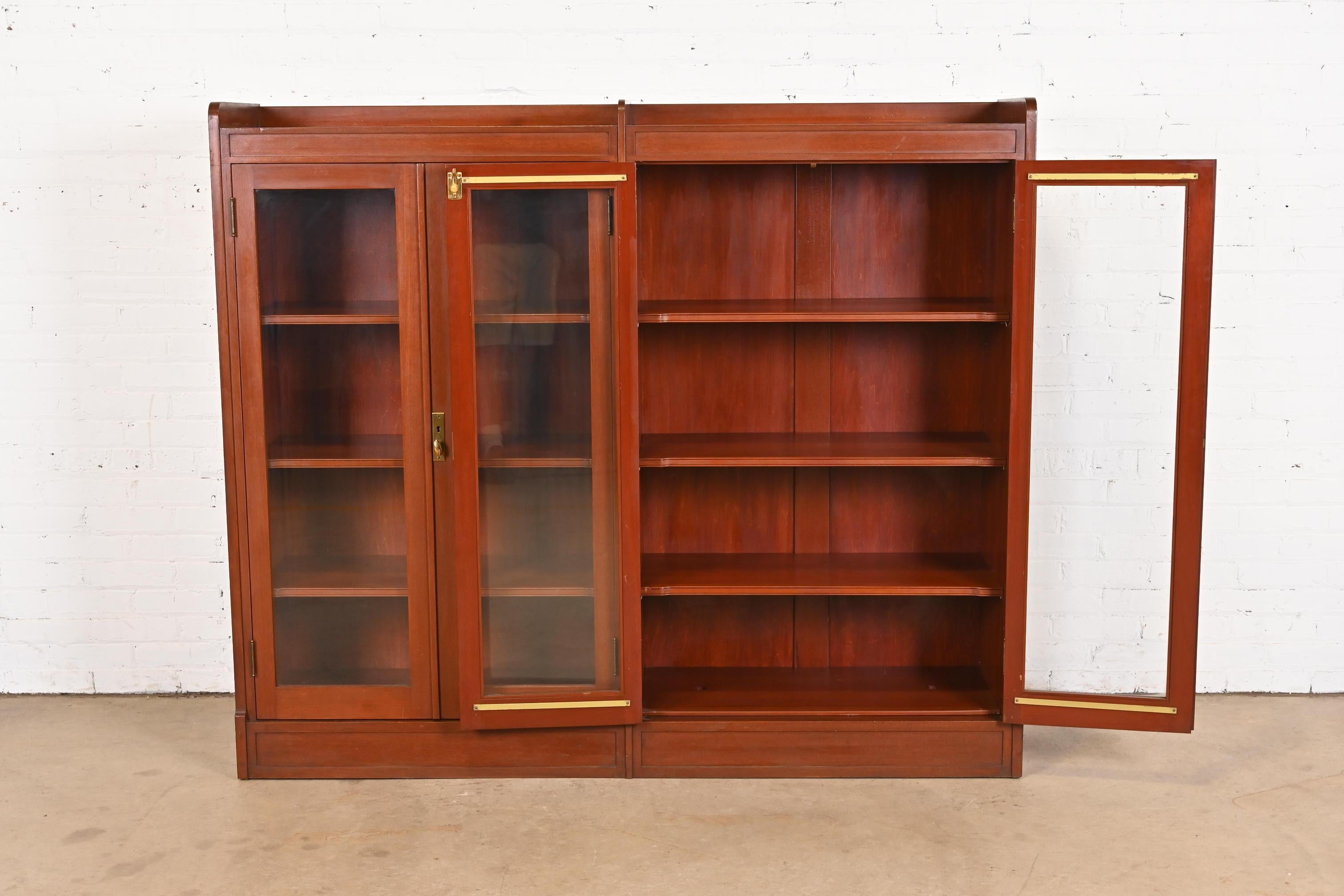 Antique Arts and Crafts Solid Mahogany Double Bookcase, Circa 1920s 3
