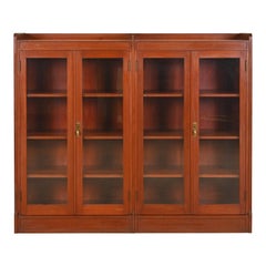 Antique Arts and Crafts Solid Mahogany Double Bookcase, Circa 1920s