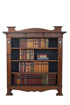 Antica libreria a giorno in legno massiccio Arts And Crafts, Oak C1900