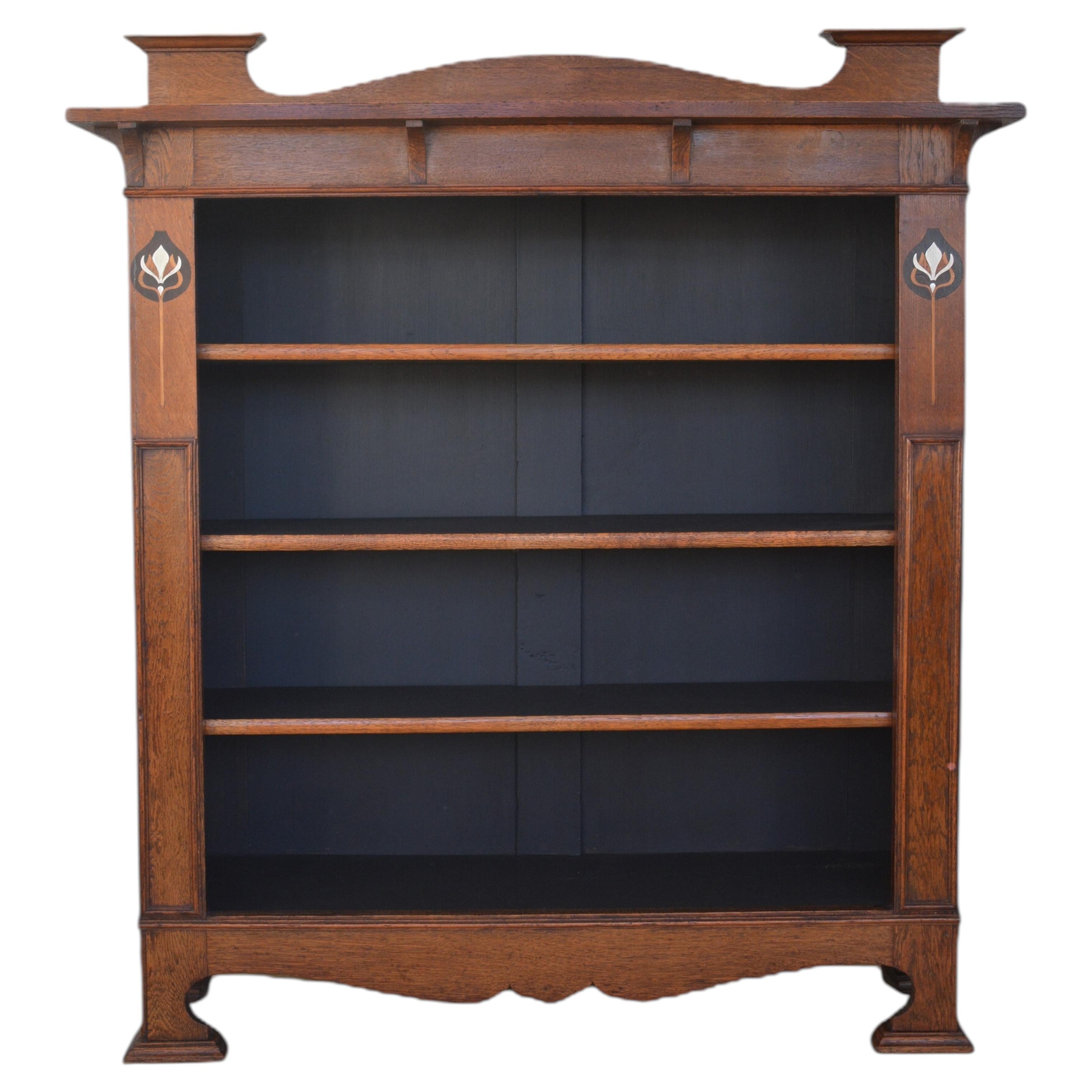 Antique Arts And Crafts Solid Open Bookcase, Oak C1900