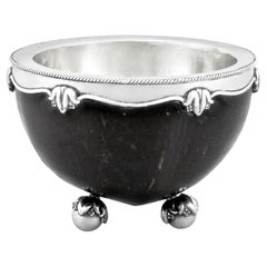 Antique Arts and Crafts Sterling Silver Mounted Coconut Bowl