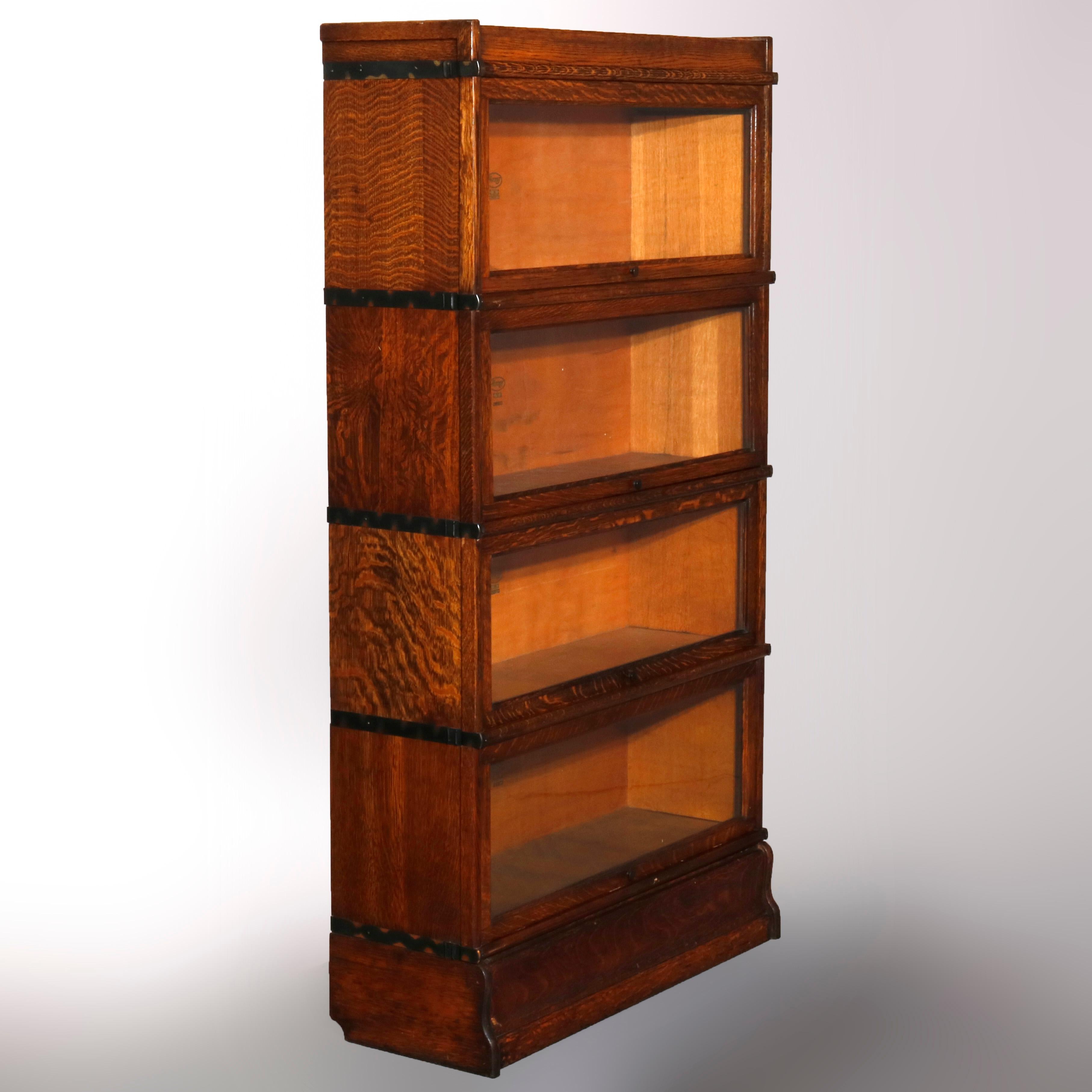 Arts and Crafts Antique Arts & Crafts Style Oak 4 Stack Barrister Bookcase by Macey, circa 1910