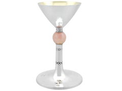 Couteau de table ancien de style Arts and Crafts en argent sterling et quartz