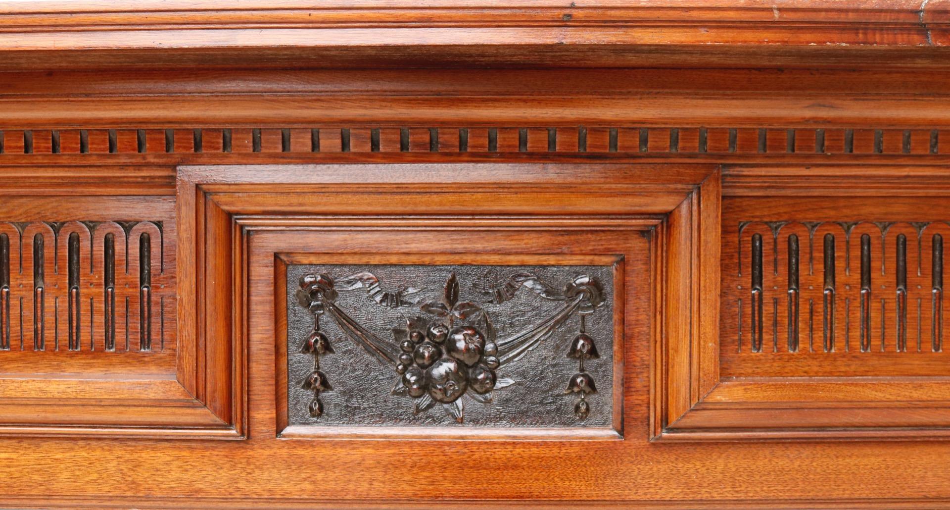 Antique Arts and Crafts Style Walnut Mantel 1