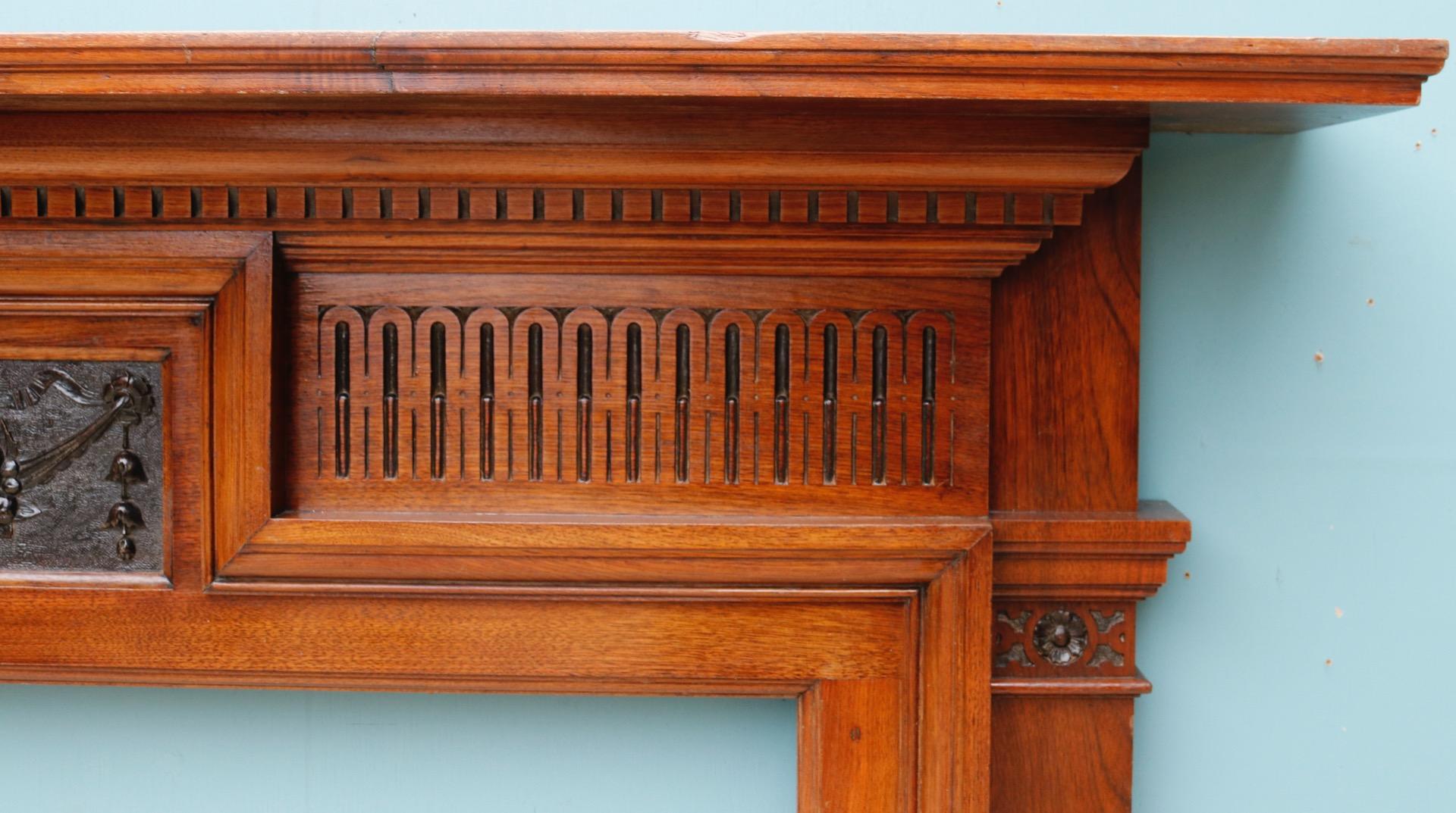 Antique Arts and Crafts Style Walnut Mantel 2